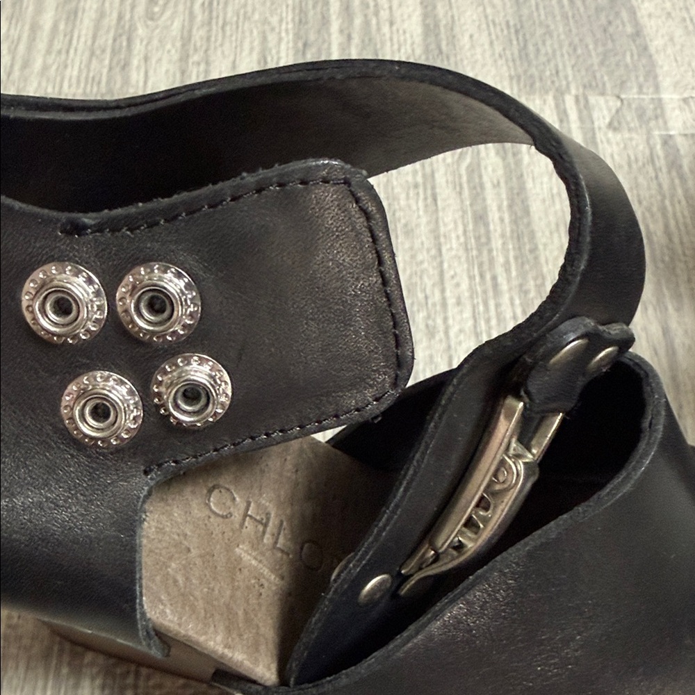 See By Chloe Black Leather Wedge Women's Sandals Size 36 - Picture 8 of 8
